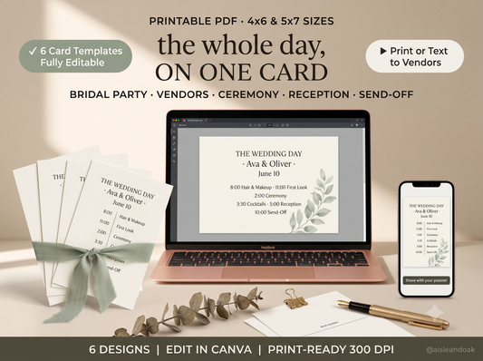 Wedding Day Timeline Cards