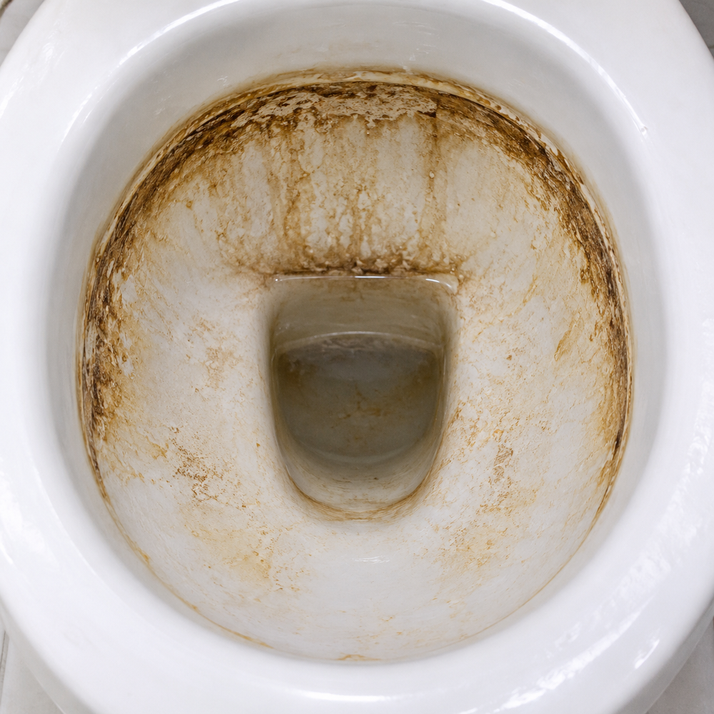 Toilet bowl before cleaning